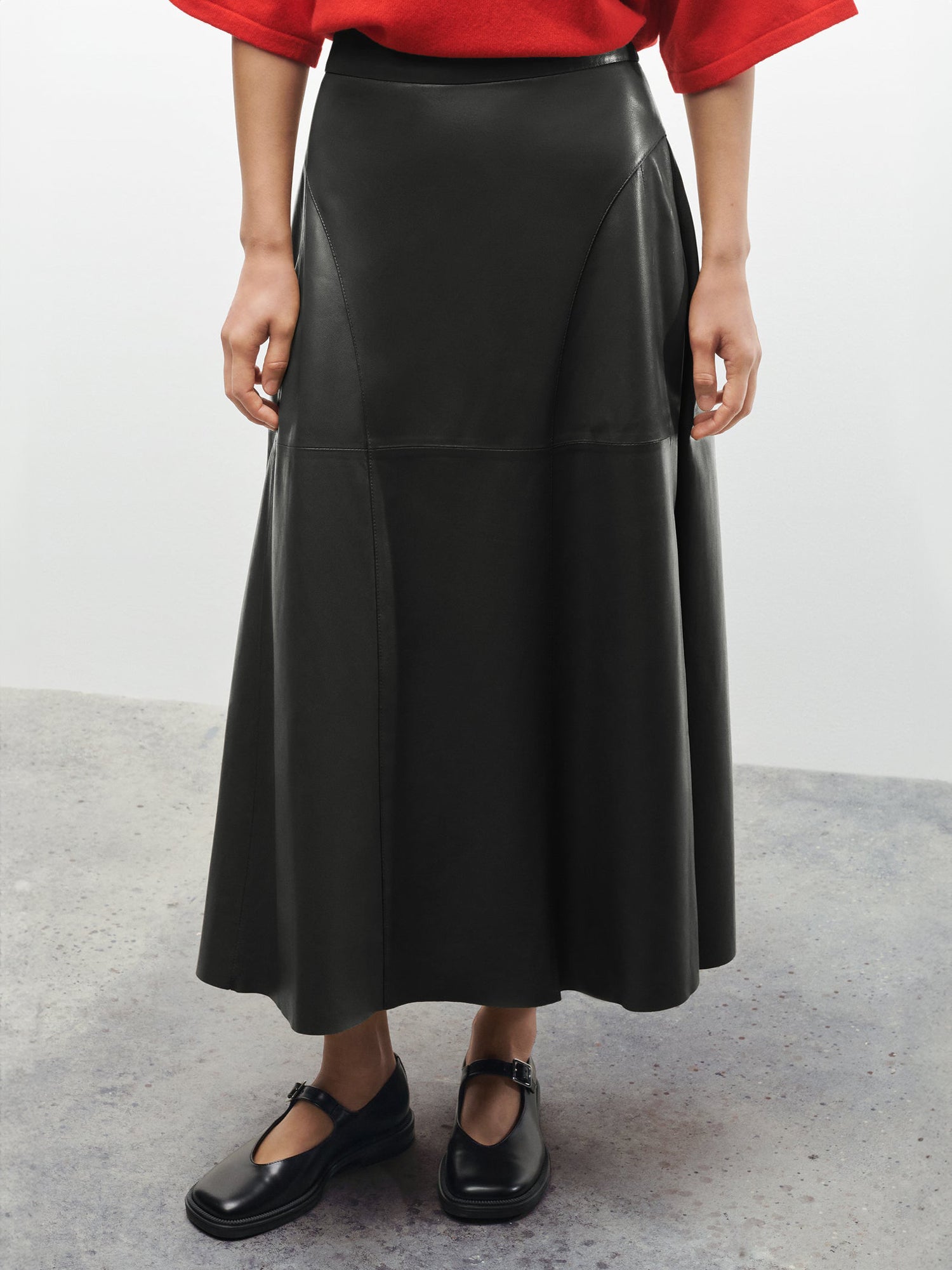 INDRINA LEATHER SKIRT BLACK - Image 3
