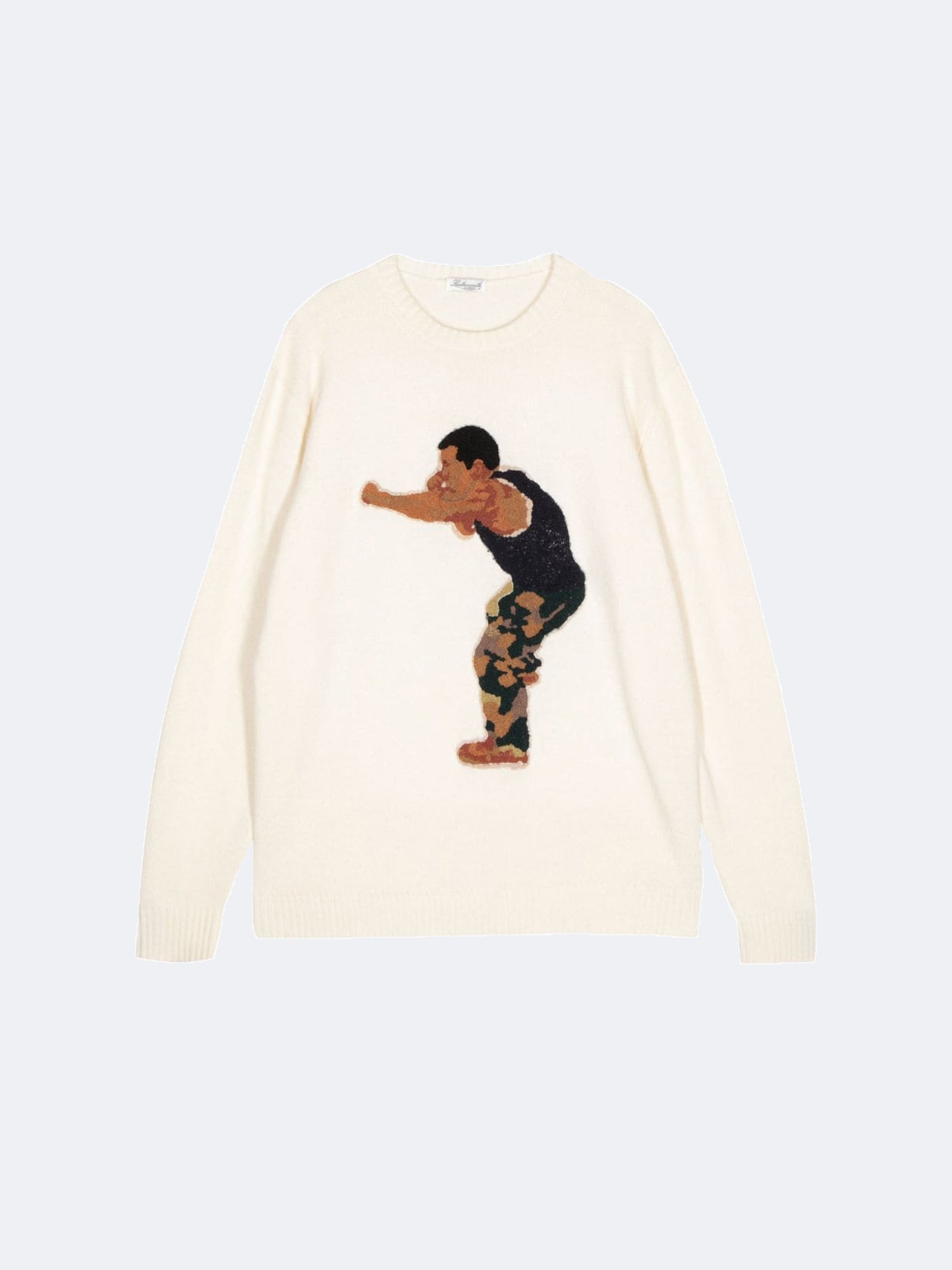 EMBROIDERED BOXER CREWNECK KNIT CREAM - Image 2