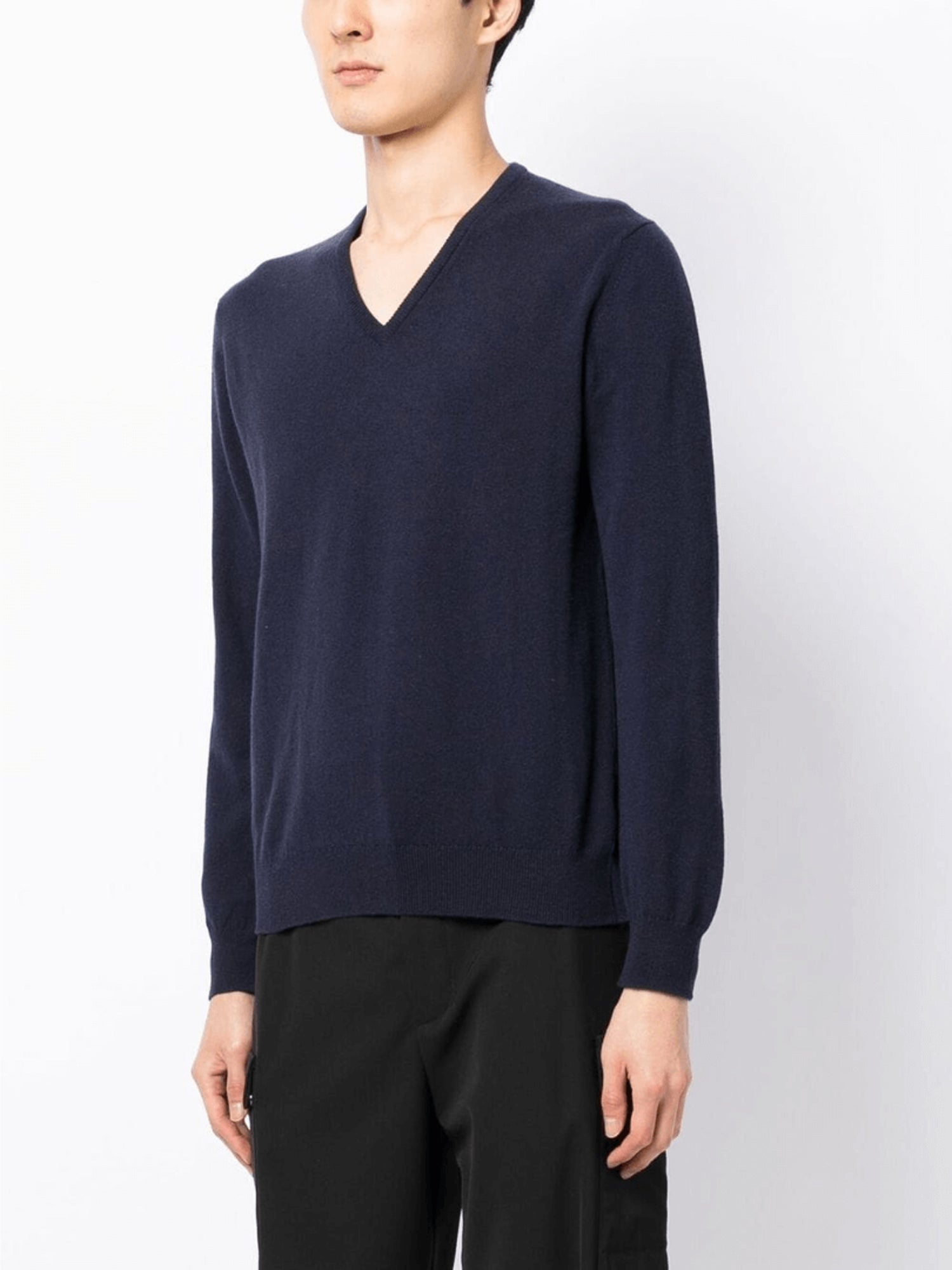CASHMERE V-NECK SWEATER NAVY - Image 2