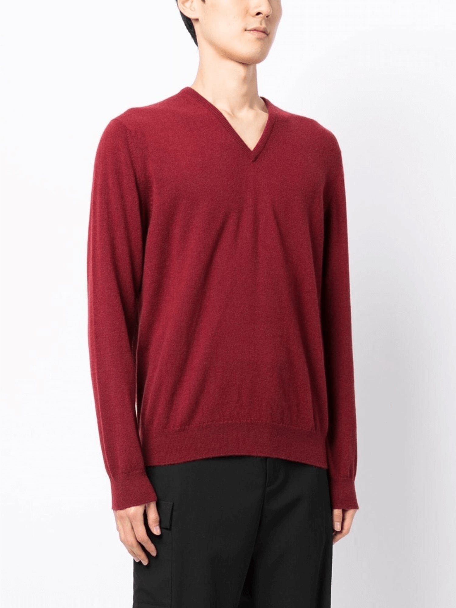CASHMERE V-NECK SWEATER BURGUNDY - Image 2