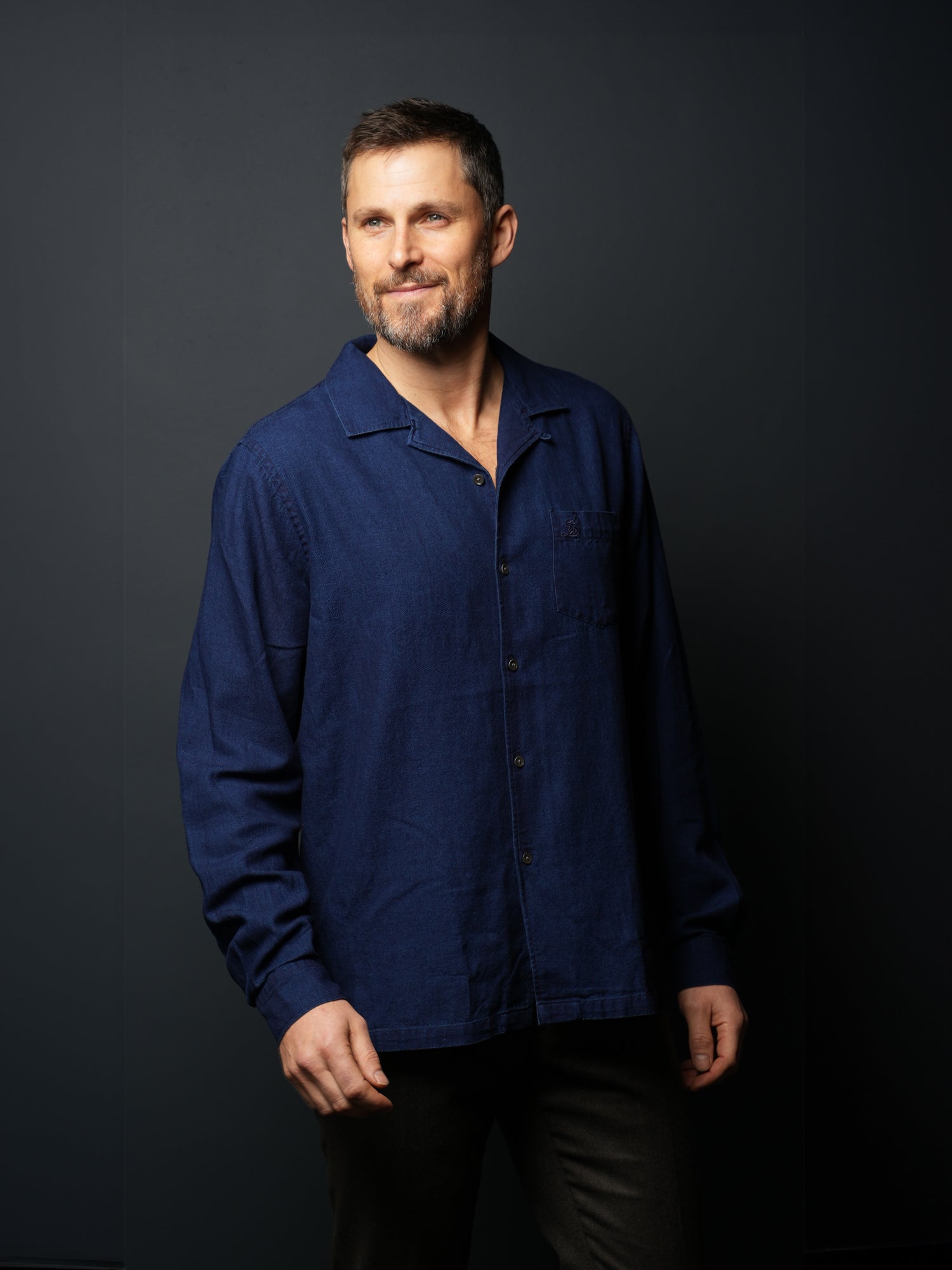 OPEN COLLAR OVERSHIRT INDIGO - Image 2