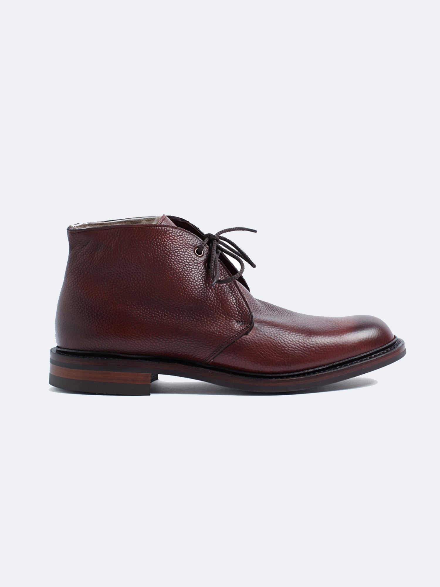 SHACKLETON FUR LEATHER SHOE BURGUNDY - Image 2