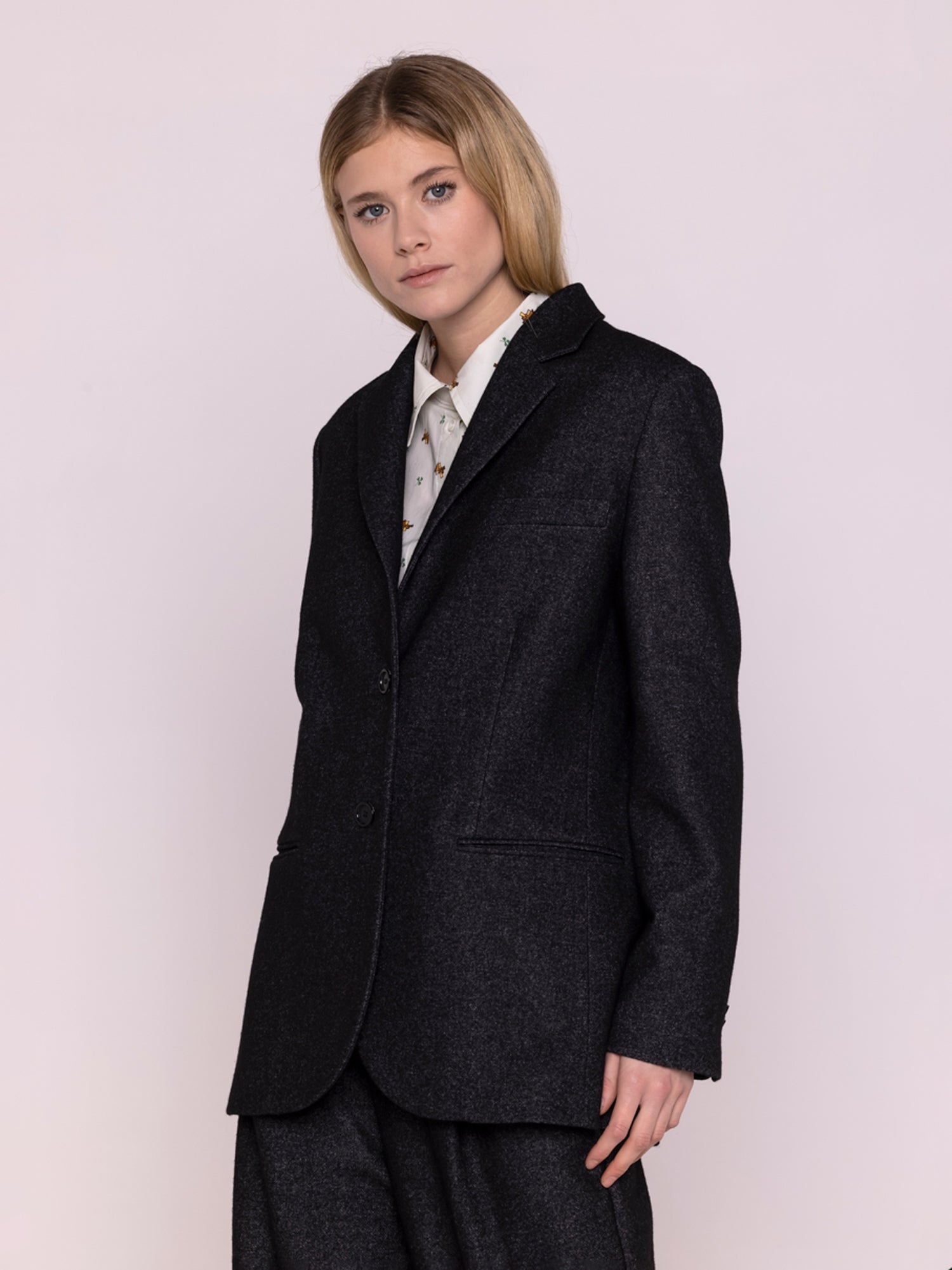 WOOL BLAZER DARK GREY - Image 3