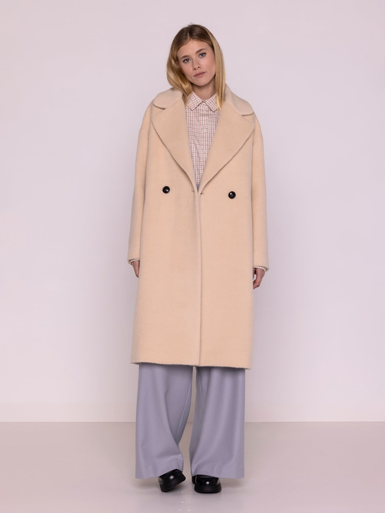 UNIFACE WOOL COAT OAT