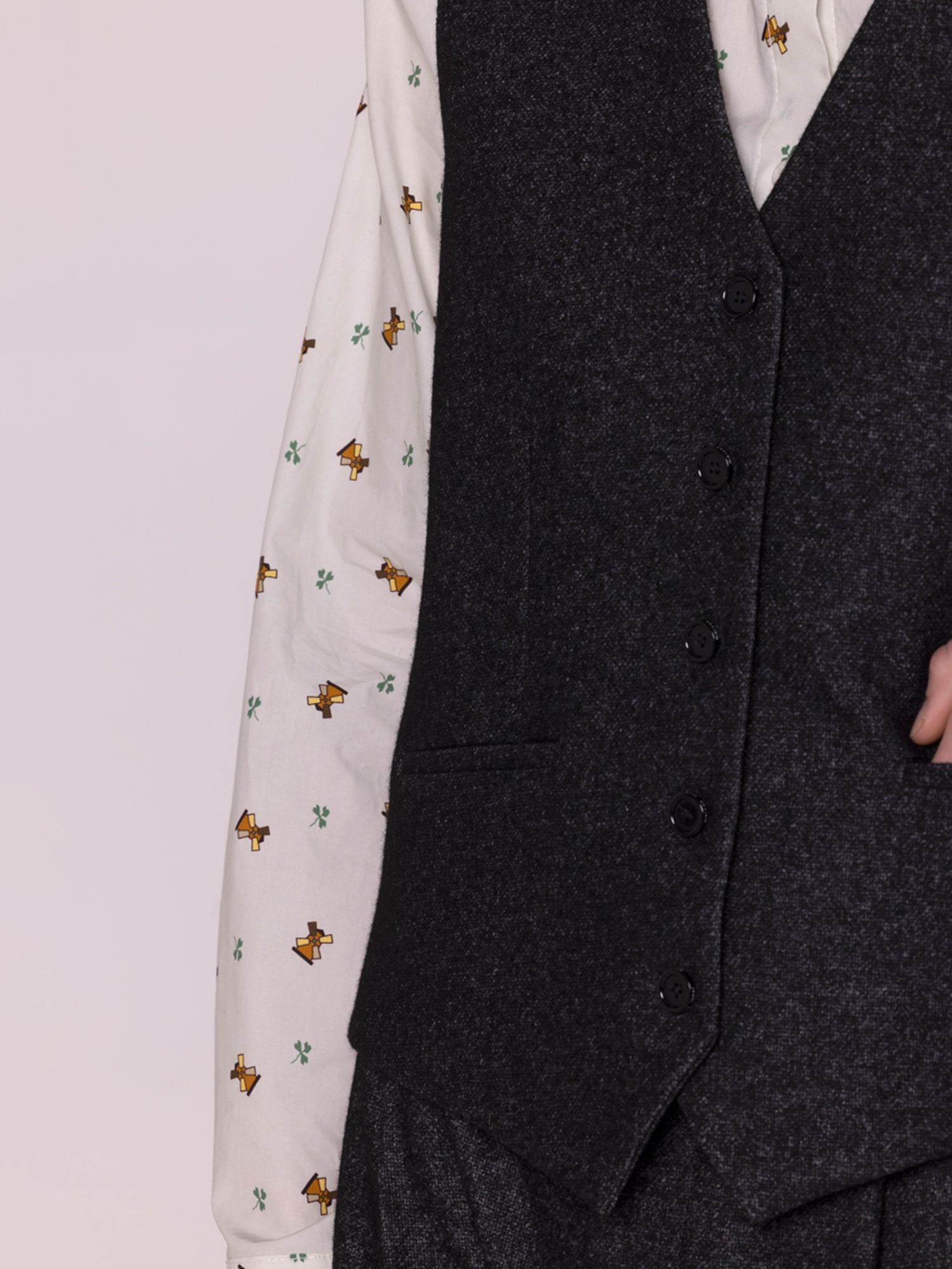 WOOL WAISTCOAT DARK GREY - Image 5