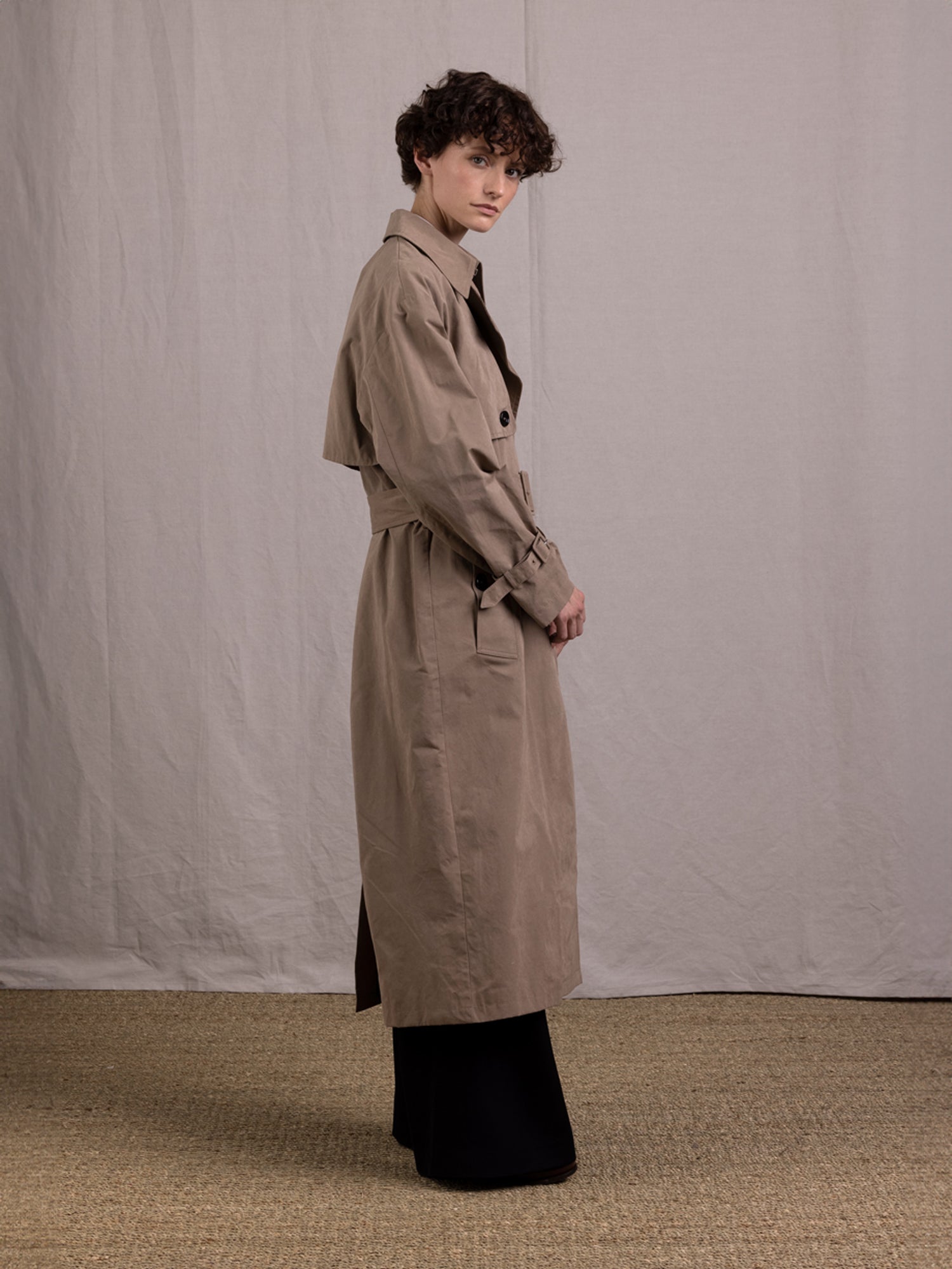 TRENCH COAT BELTED TAUPE - Image 4