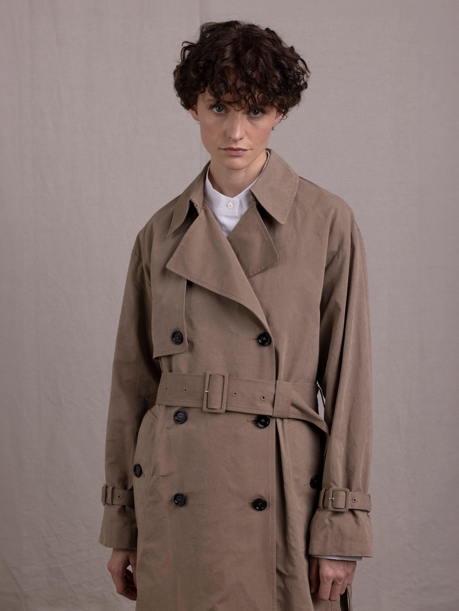 TRENCH COAT BELTED TAUPE - Image 2