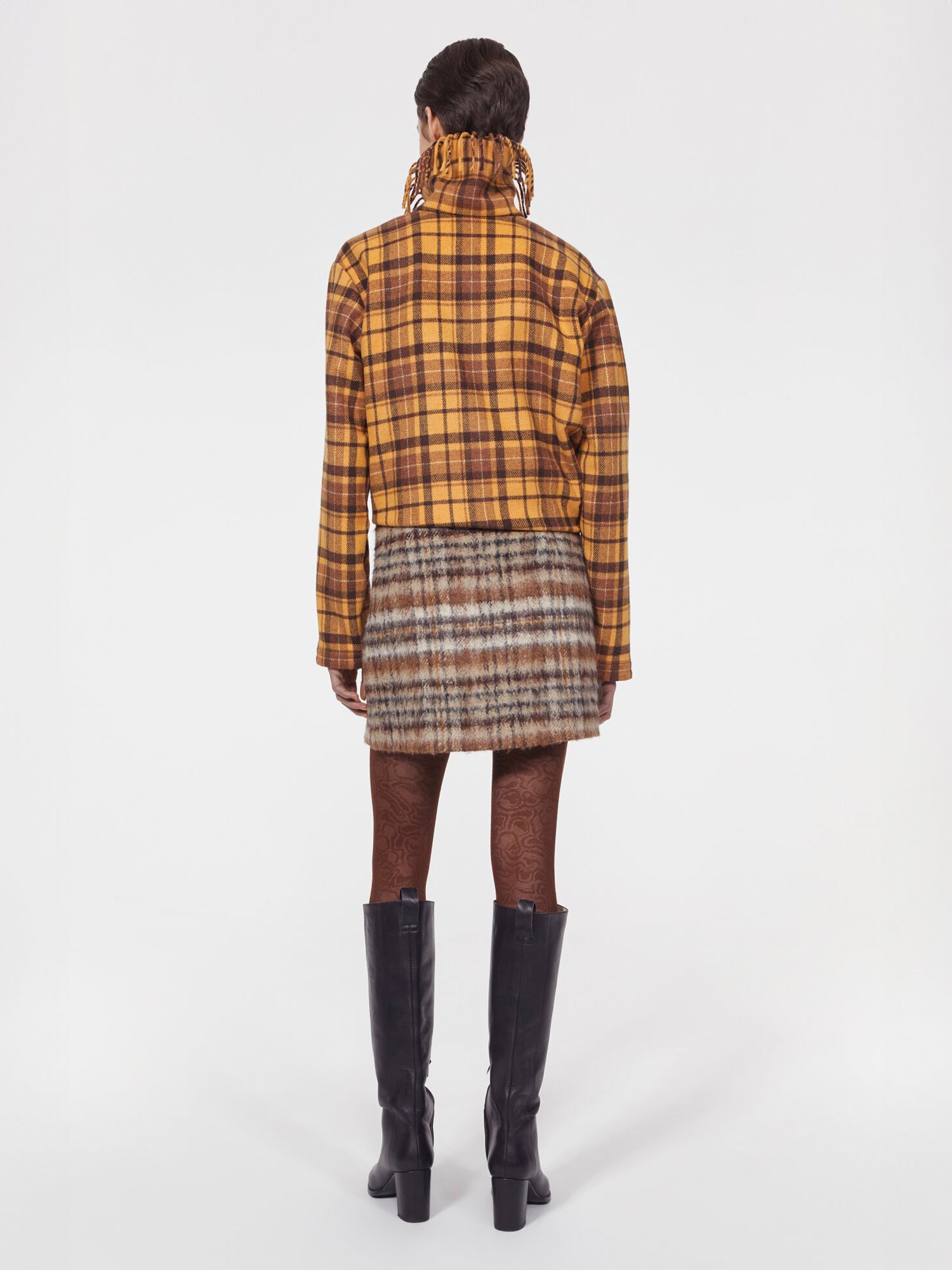 SEINE SKIRT BRUSHED CHECK BROWN - Image 2