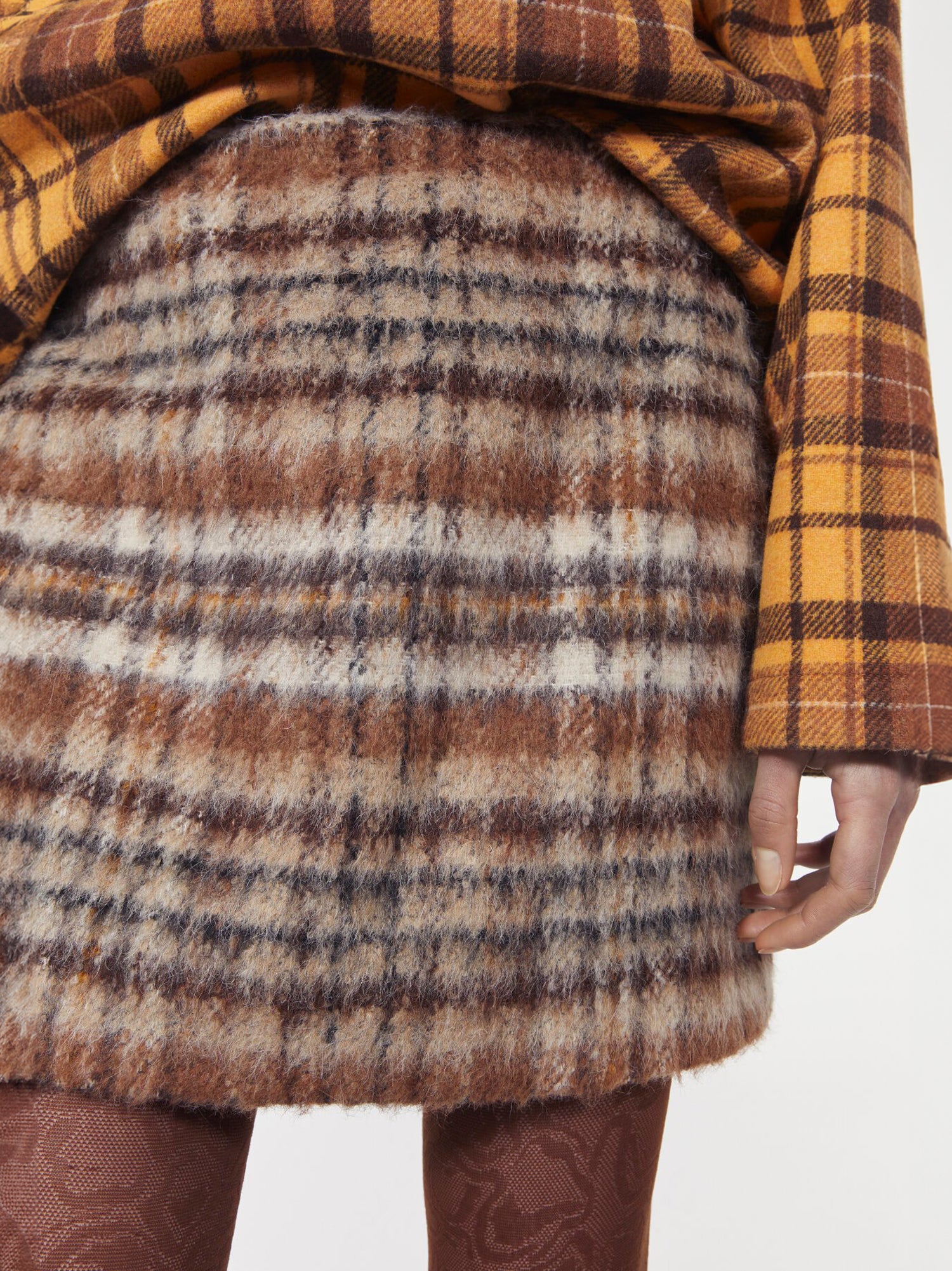 SEINE SKIRT BRUSHED CHECK BROWN - Image 4