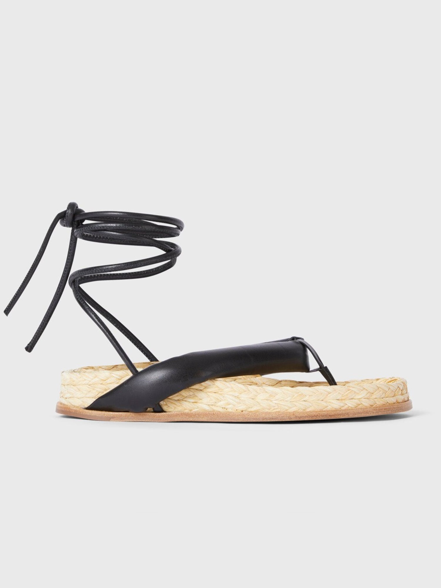 SANTORINO STRAW SANDALS BLACK - Image 2