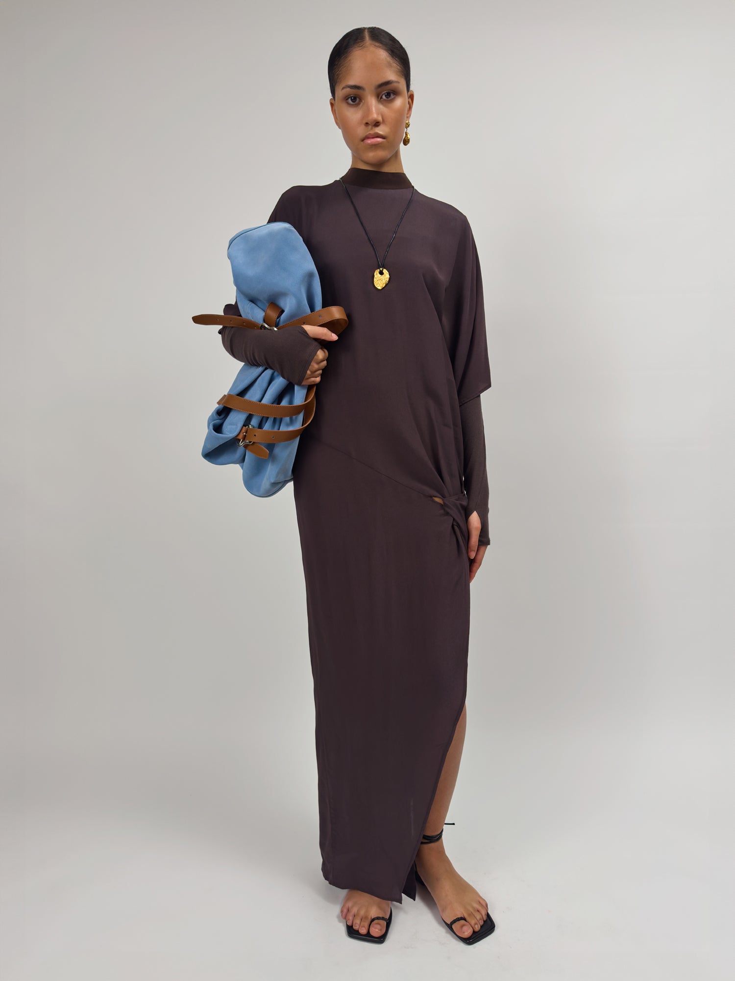 SANDRA SHORT SLEEVE DRESS BROWN