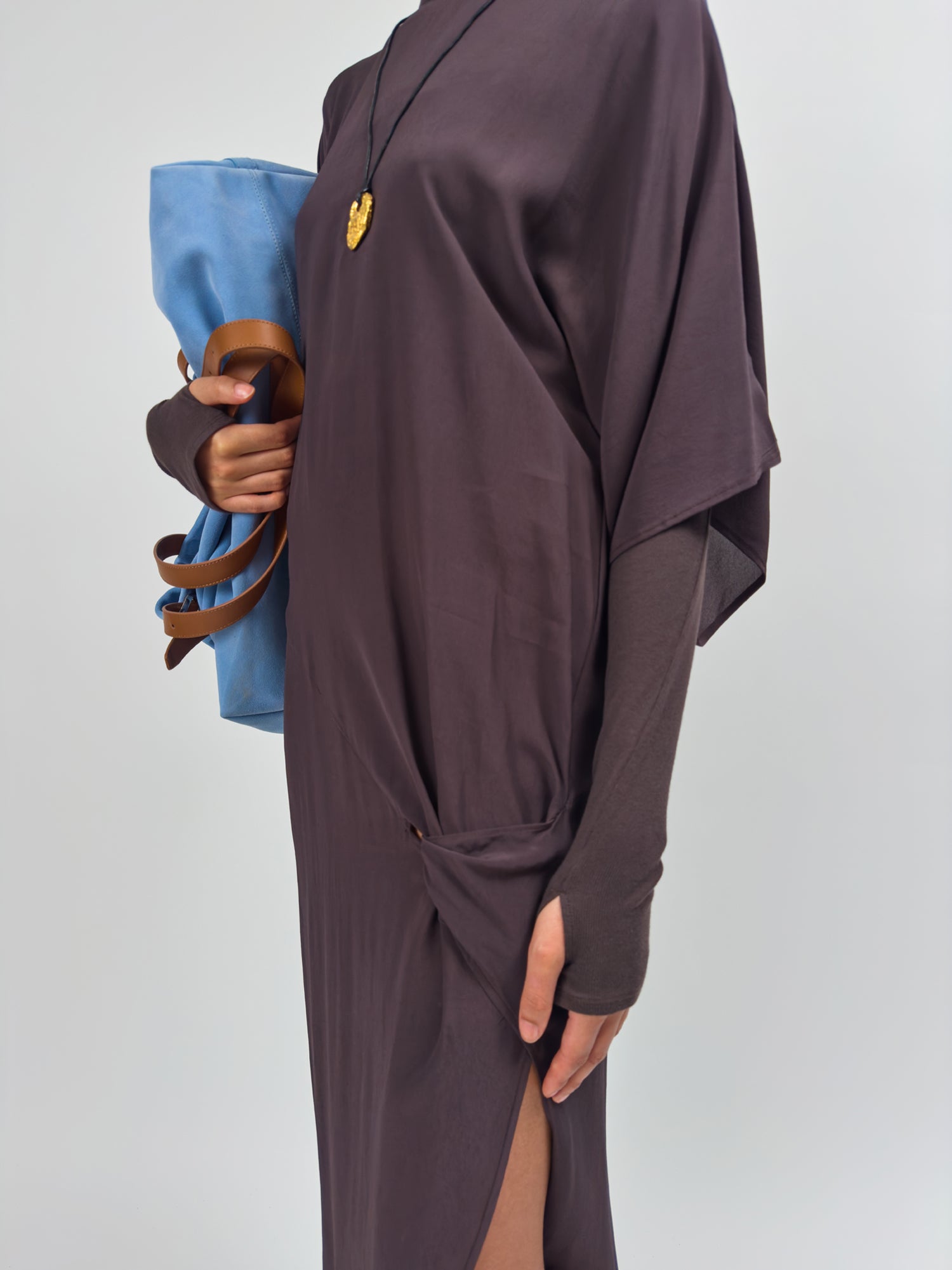 SANDRA SHORT SLEEVE DRESS BROWN - Image 3