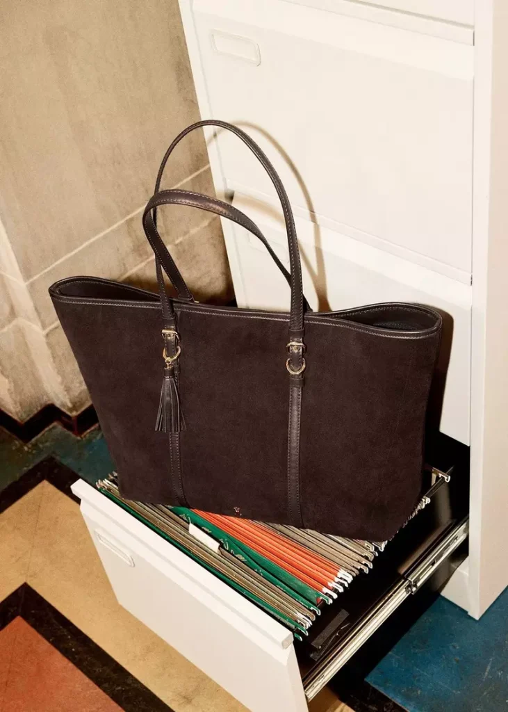 Kyra Suede Tote Bag, Chocolate Brown, hi-res