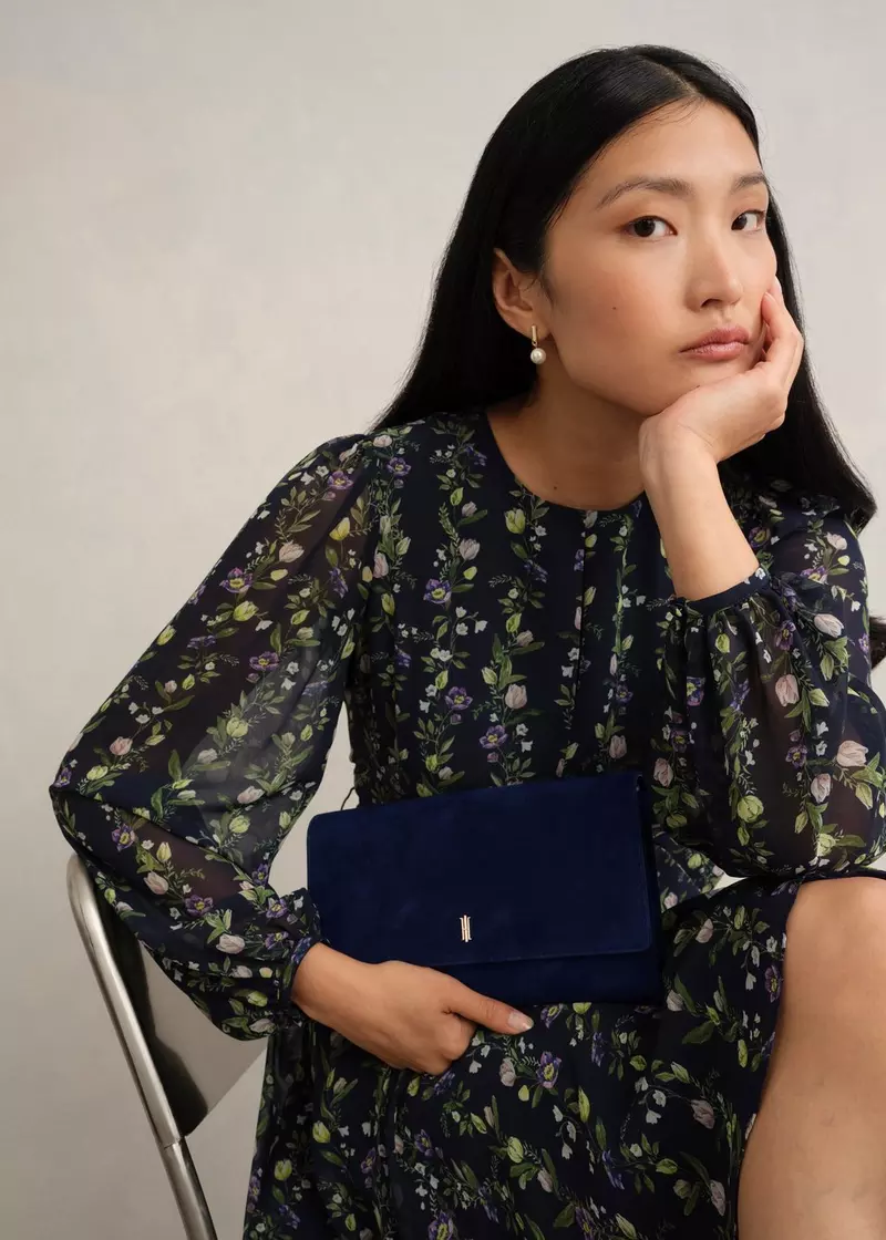 Ashley Suede Clutch, Midnight Navy, hi-res