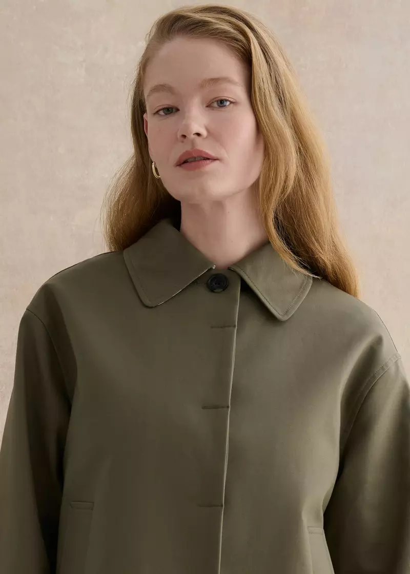 Petite Frida Shower Resistant Trench Coat, Olive Green, hi-res