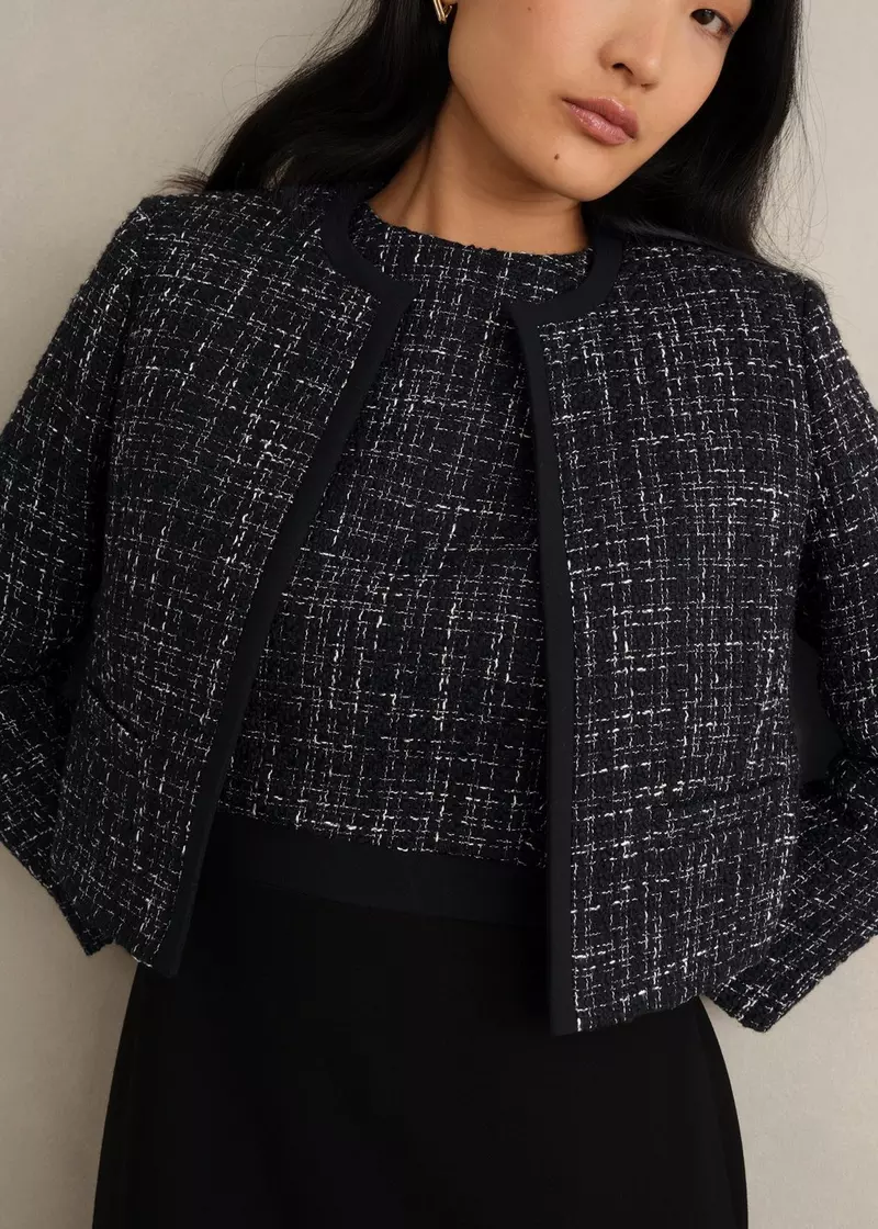 Petite Esme Match Black Jacket, Black White, hi-res