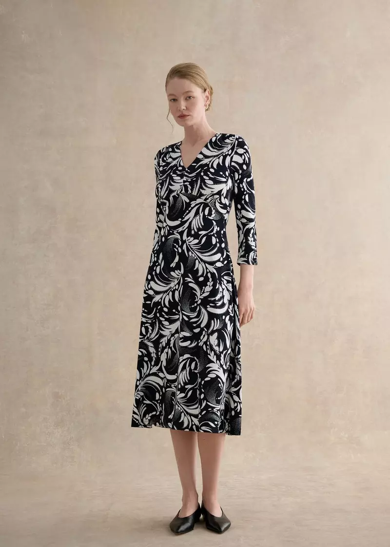 Petite Deborah Dress, Navy Ivory, hi-res