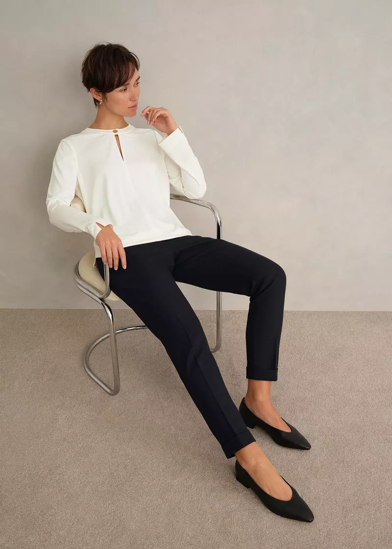 Lisette Wool Blend Trousers, Black, hi-res